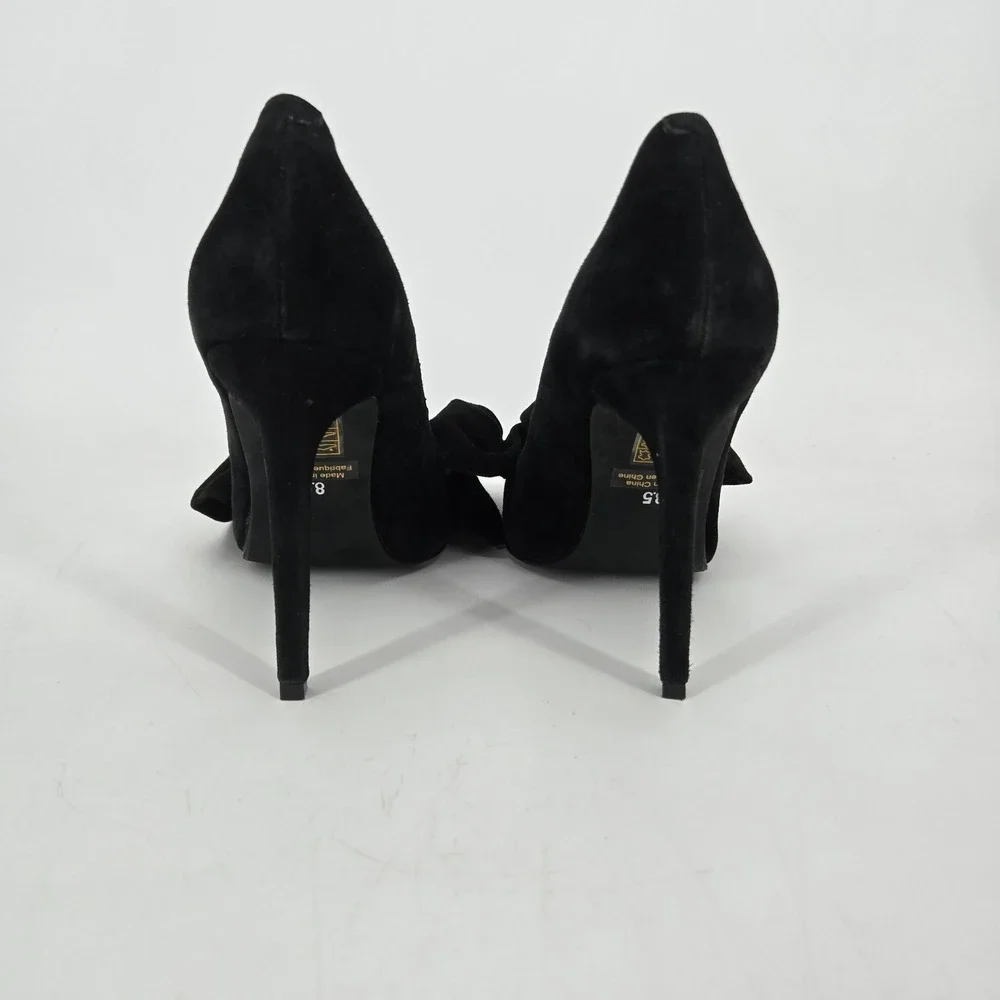 Jeffrey Campbell Grandame Pumps Black Velvet Big Bow Heels Women 8.5 Stiletto EU